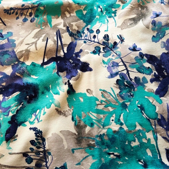 TOP, COTTON BLEND, BLUE/TURQUOISE/GREY, SIZE 3X, ROUND NECK, LONG SLEEVES, KAREN - Picture 6 of 8